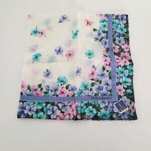Yves Saint Laurent Vintage Silk Square Neck Scarf Floral Small Handkerchief 18"